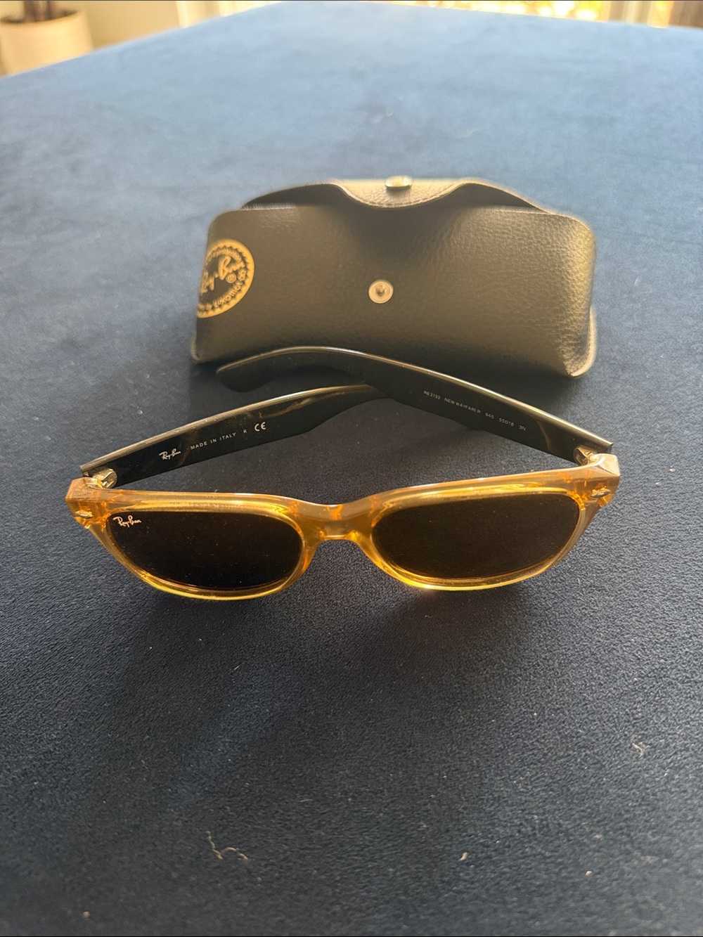 Ray-Ban Men's Amber Transparent Frame Sunglasses with Black Temples